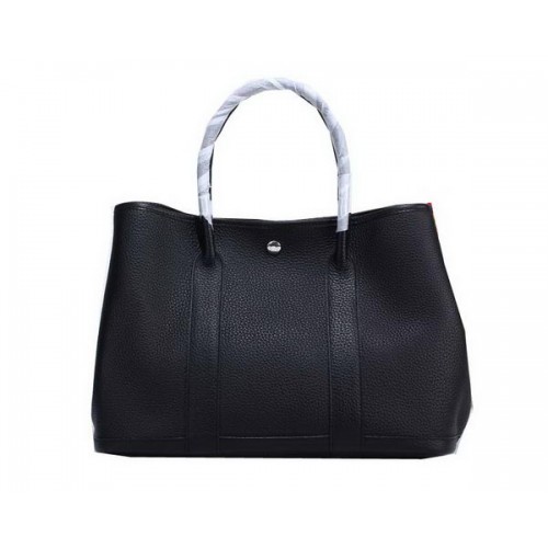 Hermes Garden Party 36cm Bolso tote de cuero granulado Negro