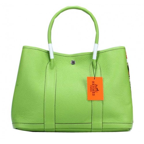 Hermes Garden Party 36cm bolso de mano de cuero granulado verde