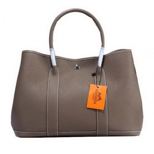 Hermes Garden Party 36cm bolso de mano de cuero granulado gris