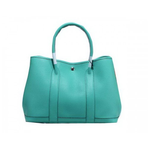 Hermes Garden Party 36cm bolso de mano de cuero granulado azul claro