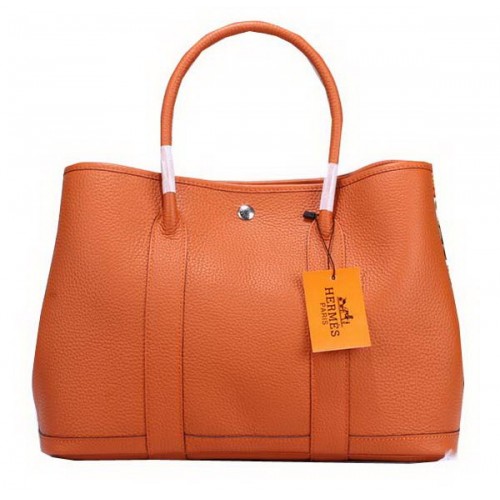 Hermes Garden Party 36cm bolso de mano de cuero granulado naranja