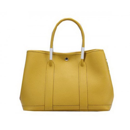 Hermes Garden Party 36cm bolso de mano de cuero granulado amarillo