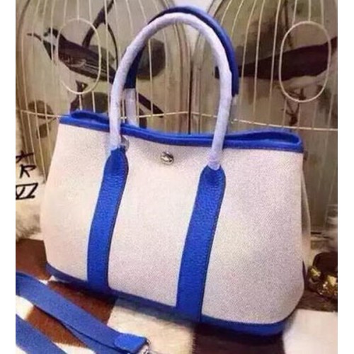 Hermes Garden Party 36cm Tote Bolsas Lona HGP1927 Azul