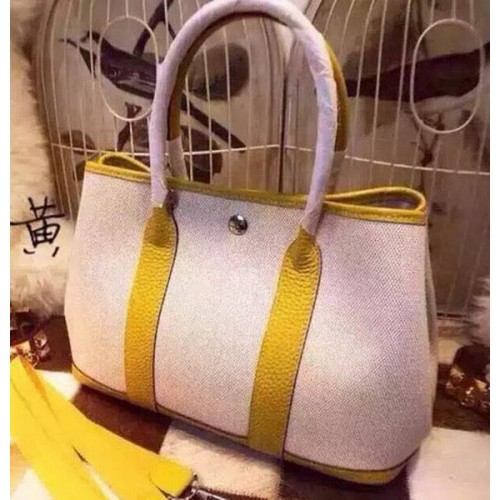 Hermes Garden Party 36cm Tote Bolsas Lona HGP1927 Amarillo