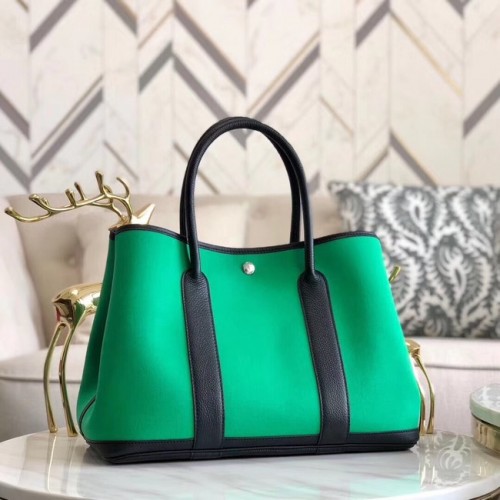 Hermes Garden Party 36cm Bolsos de mano Cuero original A3698 Verde