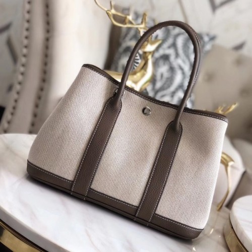 Hermes Garden Party 36cm bolsos de mano de cuero original H3698 gris