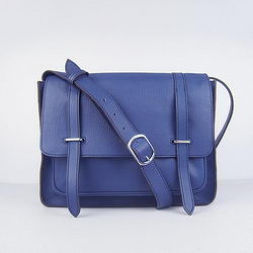 Hermes Jypsiere Togo cuero Messenger Bag azul oscuro