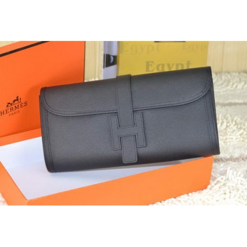 Hermes Jige Clutch Bag Piel De Becerro Negro