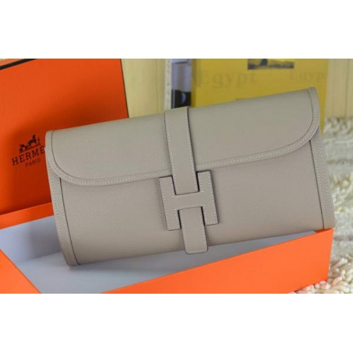 Hermes Jige Clutch Bag Piel De Becerro Gris