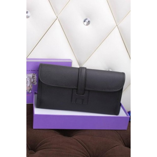 Hermes Jige Clutch Bag Piel de becerro H258 Negro