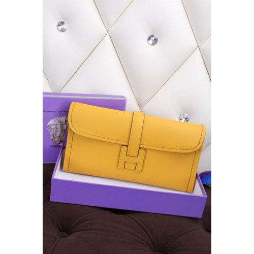 Hermes Jige Clutch Bag Piel de becerro H258 Limón