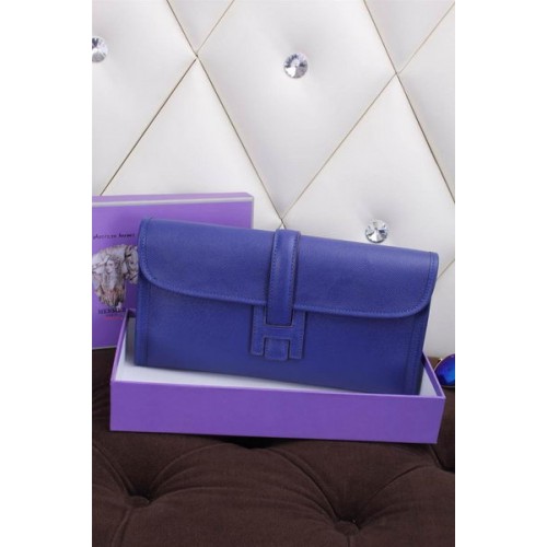 Hermes Jige Clutch Bag Piel de becerro H258 Royal
