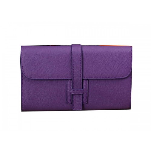 Hermes Jige Clutch Bag Piel de becerro H8057 Púrpura