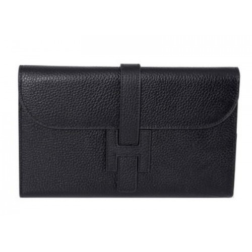 Hermes Jige Clutch Bag Piel De Becerro HQ864 Negro
