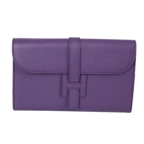 Hermes Jige Clutch Bag Piel De Becerro HQ864 Púrpura
