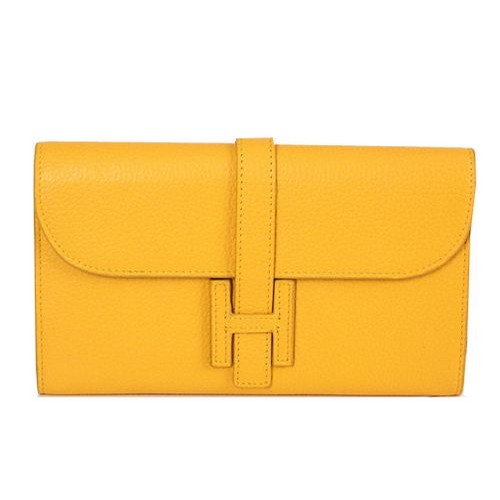 Hermes Jige Clutch Bag Piel De Becerro HQ864 Amarillo