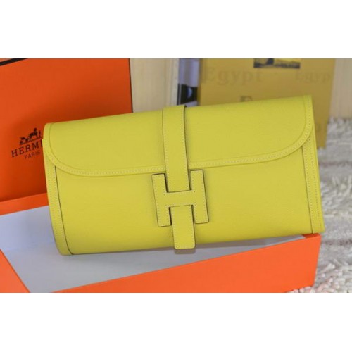 Hermes Jige Clutch Bag Piel De Becerro Limón