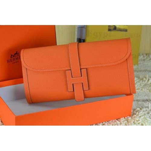 Hermes Jige Clutch Bag Piel De Becerro Naranja