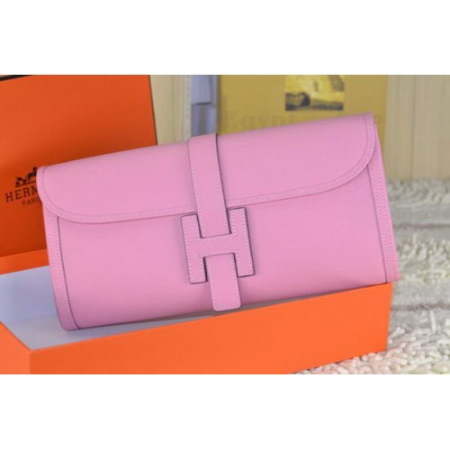 Hermes Jige Clutch Bag Piel De Becerro Rosa