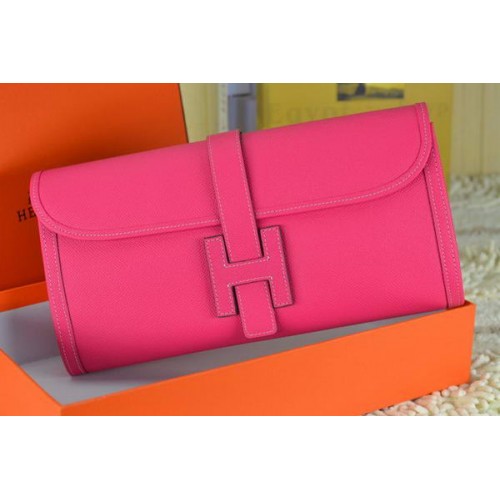 Hermes Jige Clutch Bag Piel De Becerro Rosa