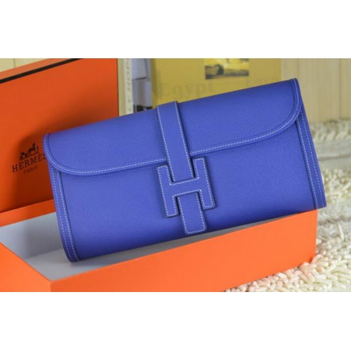 Hermes Jige embrague bolsa de piel de becerro Royal