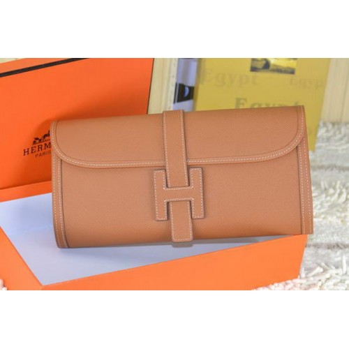 Hermes Jige Clutch Bag Piel De Becerro Cuero Trigo