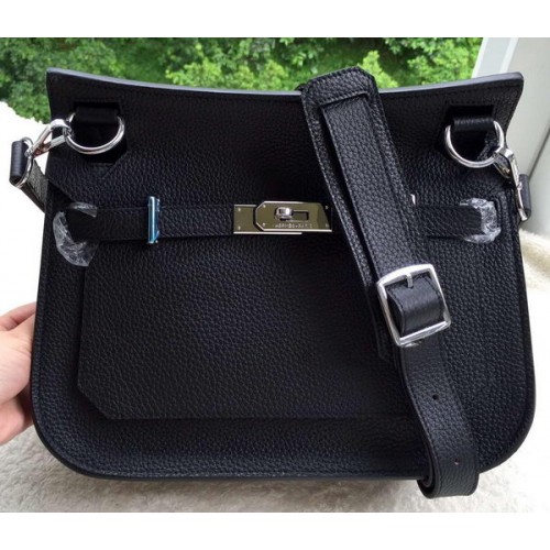 Hermes Jypsiere 31CM Bolso de hombro Piel de becerro H0880 Negro