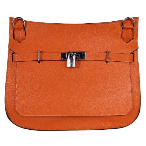 Hermes Jypsiere 34CM Bolso de hombro Plata Hardware Naranja