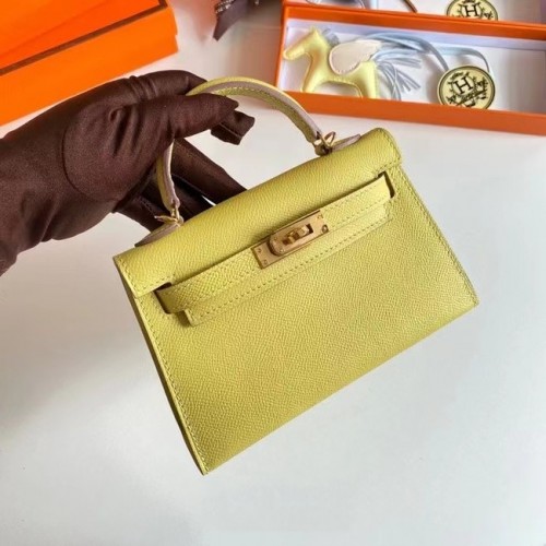 Hermes Kelly 19cm Bolsos de hombro Epsom Leather KL19 Gold hardware lemon