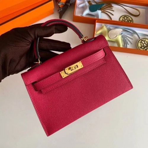 Hermes Kelly 19cm Bolsos de hombro Epsom Leather KL19 Herrajes de oro rosa