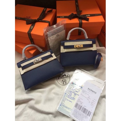 Hermes Kelly 19cm Bolsos de hombro Epsom Leather KL19 Royal Blue