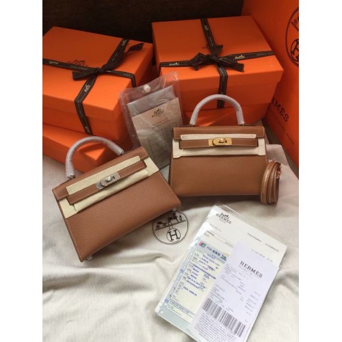 Hermes Kelly 19cm Bolsos de hombro Epsom Leather KL19 marrón