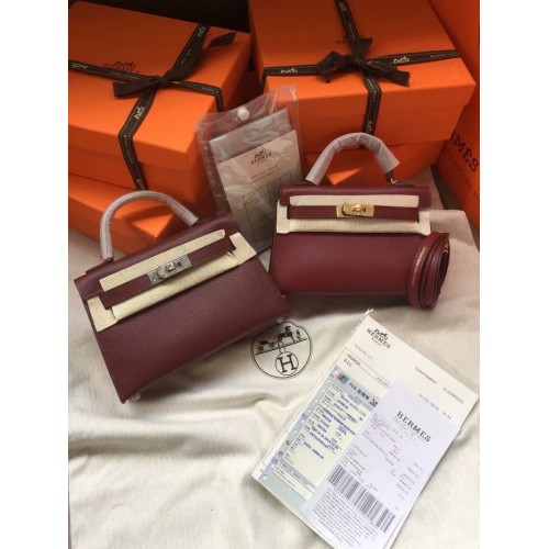Hermes Kelly 19cm Bolsos de hombro Epsom Leather KL19 fucsia