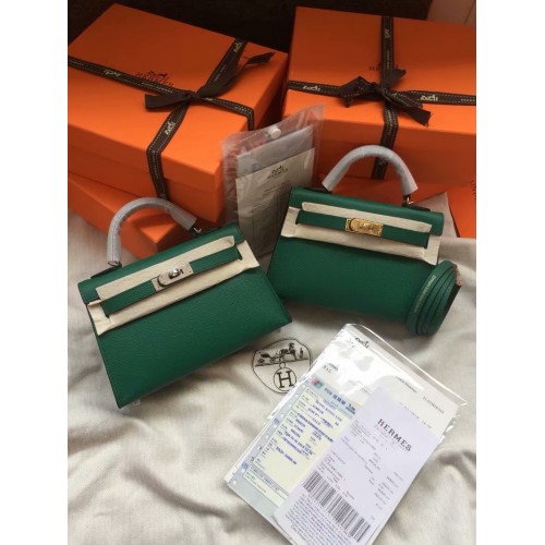Hermes Kelly 19cm Bolsos de hombro Epsom Leather KL19 verde