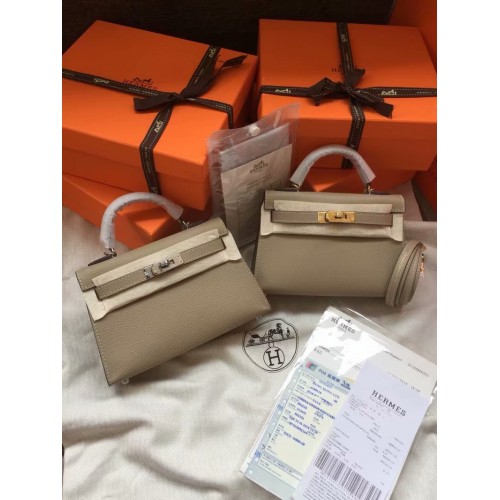 Hermes Kelly 19cm Bolsos de hombro Epsom Leather KL19 gris