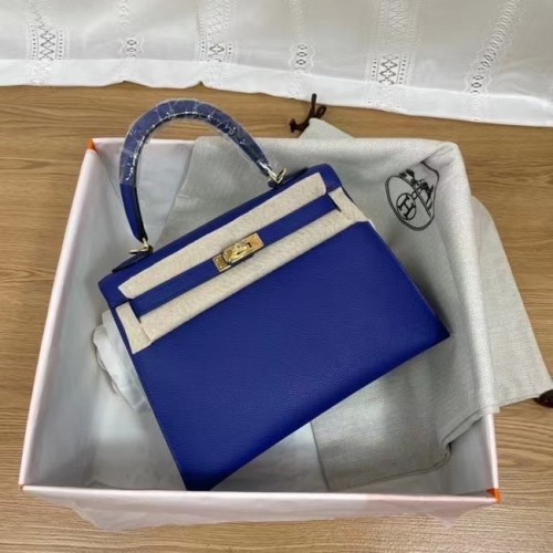 Hermes Kelly 25cm Bolsos de Hombro Epsom KL2755 Electrooptic blue&gold