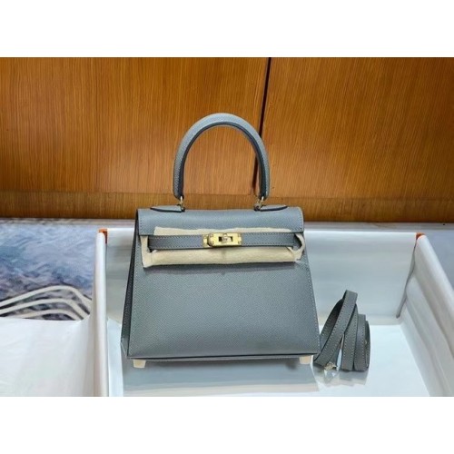 Hermes Kelly 20cm Bolsos de hombro Epsom KL2750 Hierro gris y oro