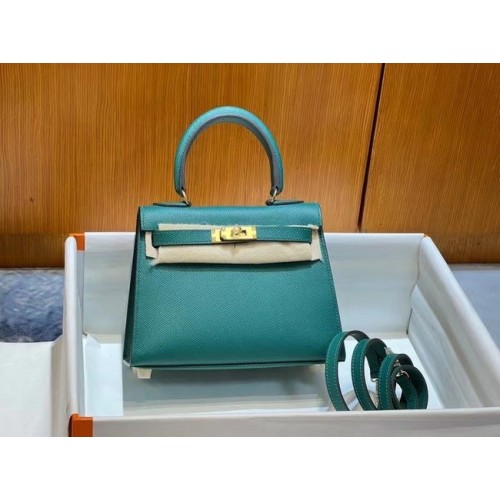 Hermes Kelly 20cm Bolsos de Hombro Epsom KL2750 Lake green&gold