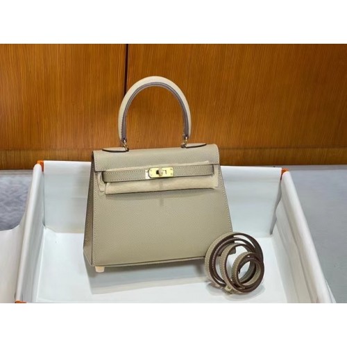 Hermes Kelly 20cm Bolsos de Hombro Epsom KL2750 Pearl grey&gold