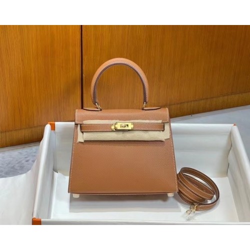 Hermes Kelly 20cm Bolsos de hombro Epsom KL2750 marrón y dorado
