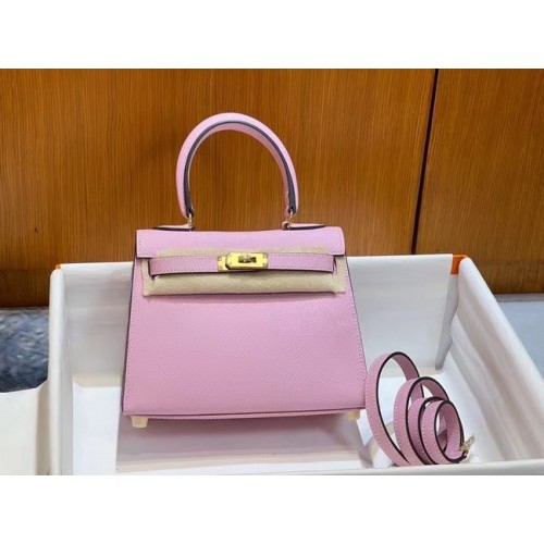 Hermes Kelly 20cm Bolsos de hombro Epsom KL2750 rosa claro y dorado