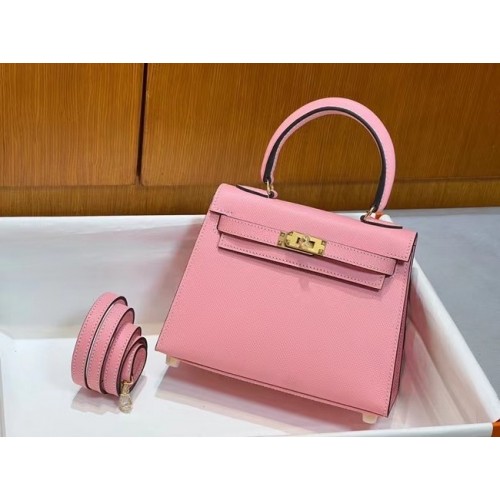 Hermes Kelly 20cm Bolsos de hombro Epsom KL2750 rosa y dorado
