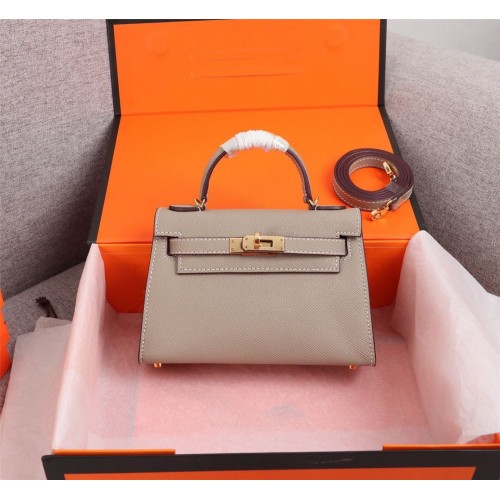 Bolso Hermes Kelly 20cm Original Epsom Leather KL20 Gris