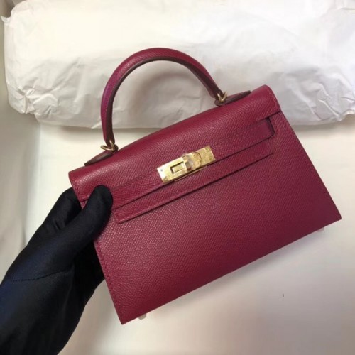 Hermes Kelly 20cm Tote Bag Original Epsom Leather KL20 fucsia
