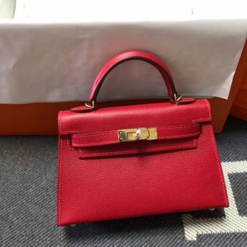 Hermes Kelly 20cm Tote Bag Original Epsom Leather KL20 rojo