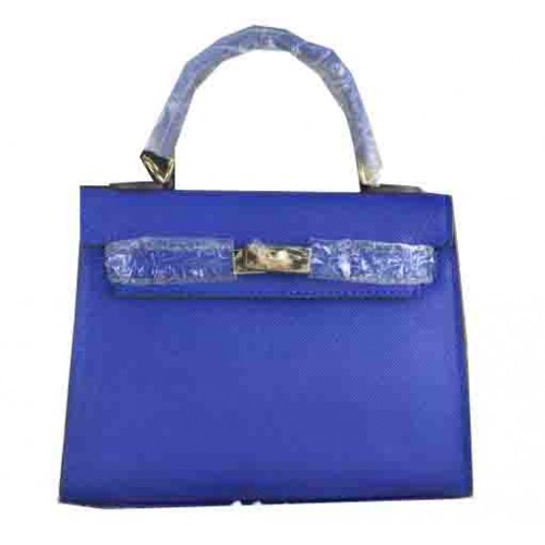 Hermes Kelly 22cm Bolso tote piel de becerro azul