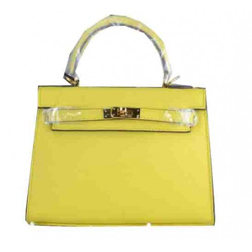 Hermes Kelly 22cm Bolso tote Piel de becerro Limón