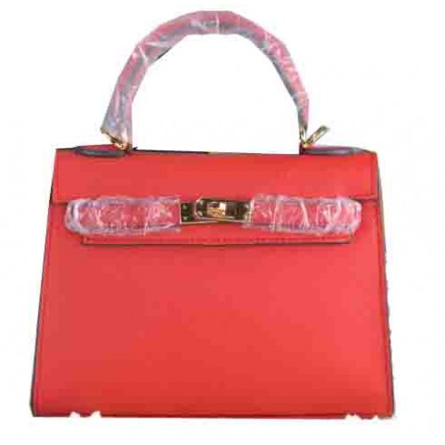 Hermes Kelly 22cm Bolso tote piel de becerro rojo