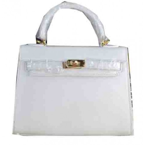 Hermes Kelly 22cm Bolso tote piel de becerro blanco