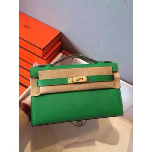 Hermes Kelly 22cm Tote Bag Cuero Original KL22 Verde